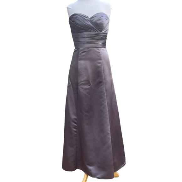 BILL LEVKOFF Gunmetal Gray Strapless Maxi Dress  - Size 10 - Picture 1 of 15